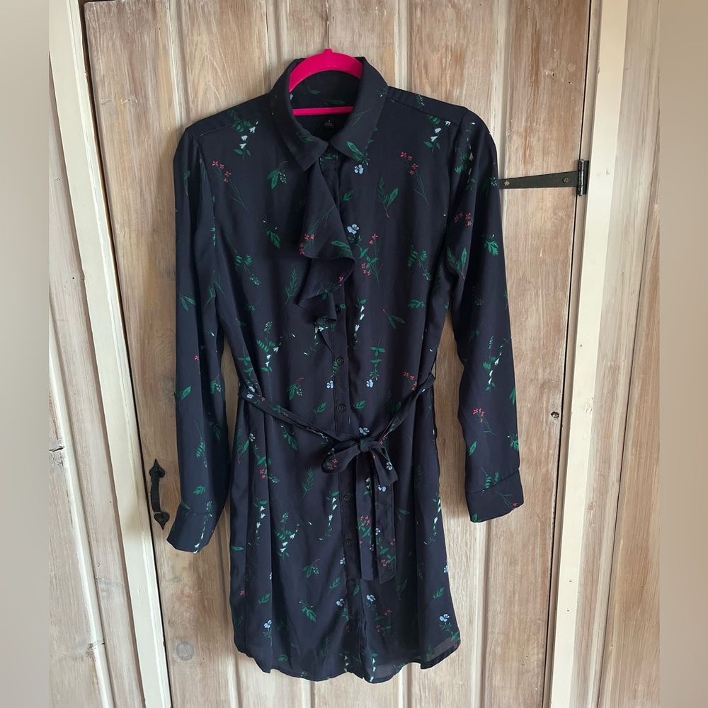 Banana Republic Navy Floral Shirt Dress